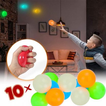 10x Svietiaca antistresová lepiaca loptička - GlowBuddies